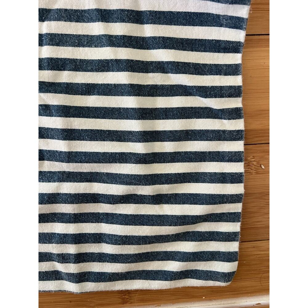 Full Duvet Cover Striped Navy Blue White 100% Heavy Cotton Minimalist Durable